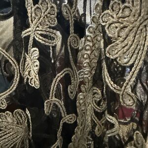 Elegant Black and Gold Embroidered cardigan